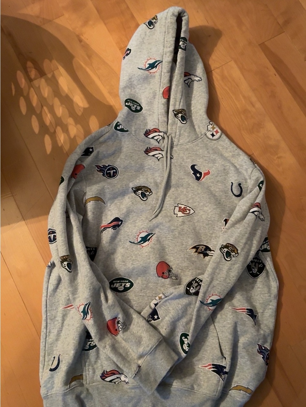 H&M Gray All-Over NFL Logo Zip-Up Hoodie